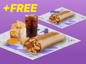 Cheesy Double Beef Burrito Meal + Free Sandwich